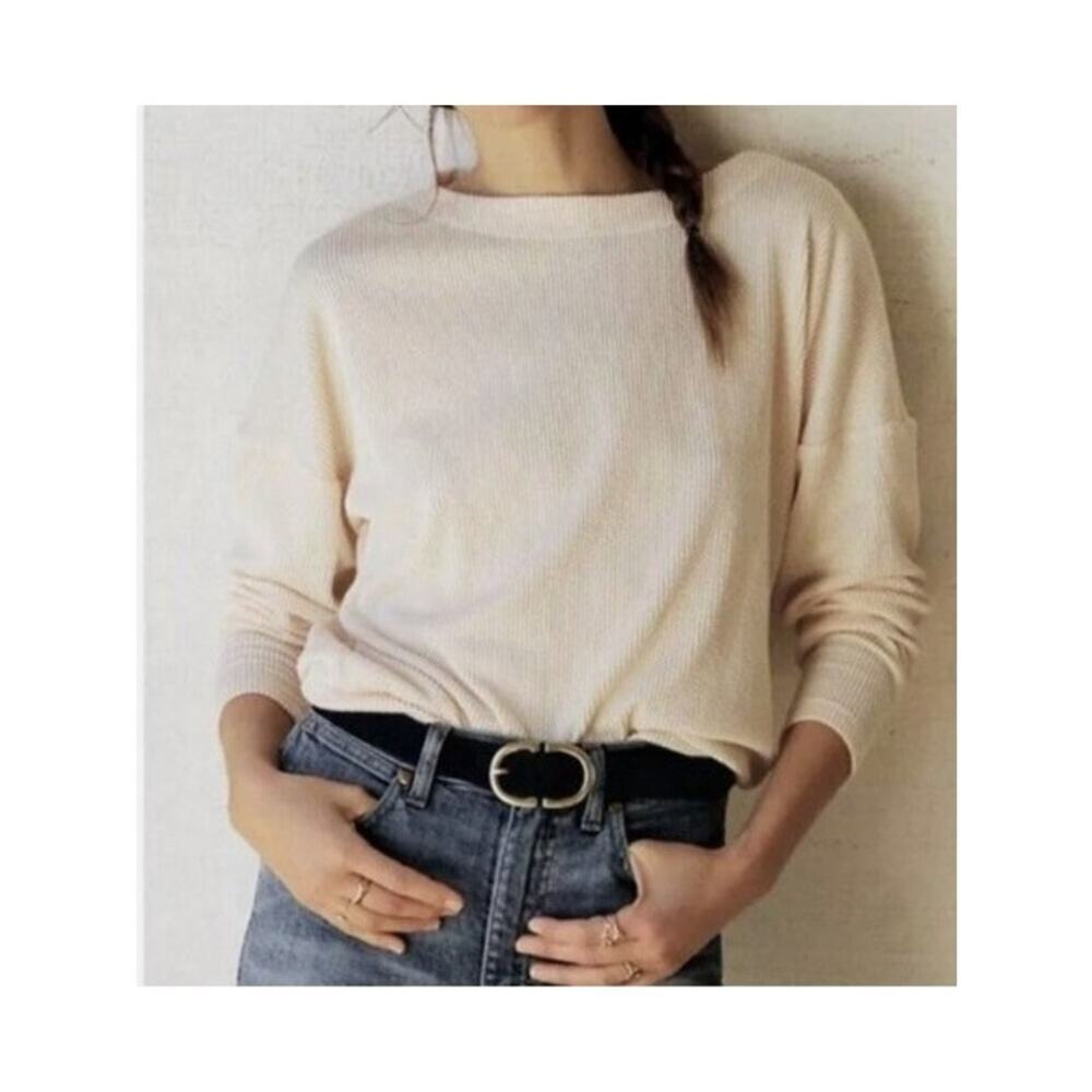 Maeve by Anthropologie Kasi Ribbed Draped Back Pullover Top Sz Small - Picture 1 of 7